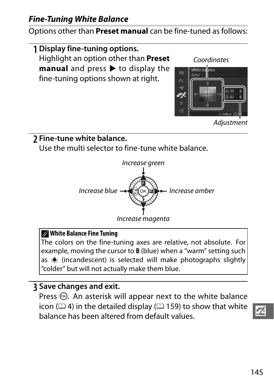 Fine-tuning white balance | Nikon J3 User Manual | Page 165 / 234