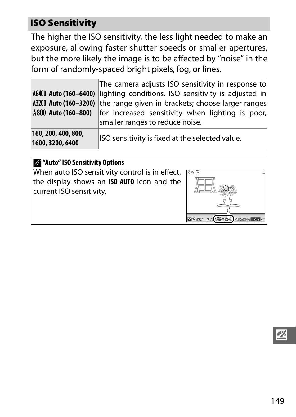 Iso sensitivity | Nikon J3 User Manual | Page 169 / 234