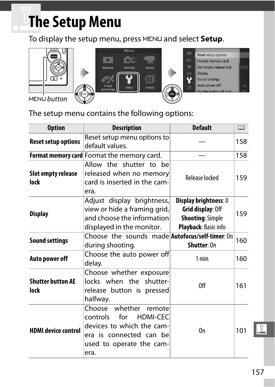 The setup menu | Nikon J3 User Manual | Page 177 / 234