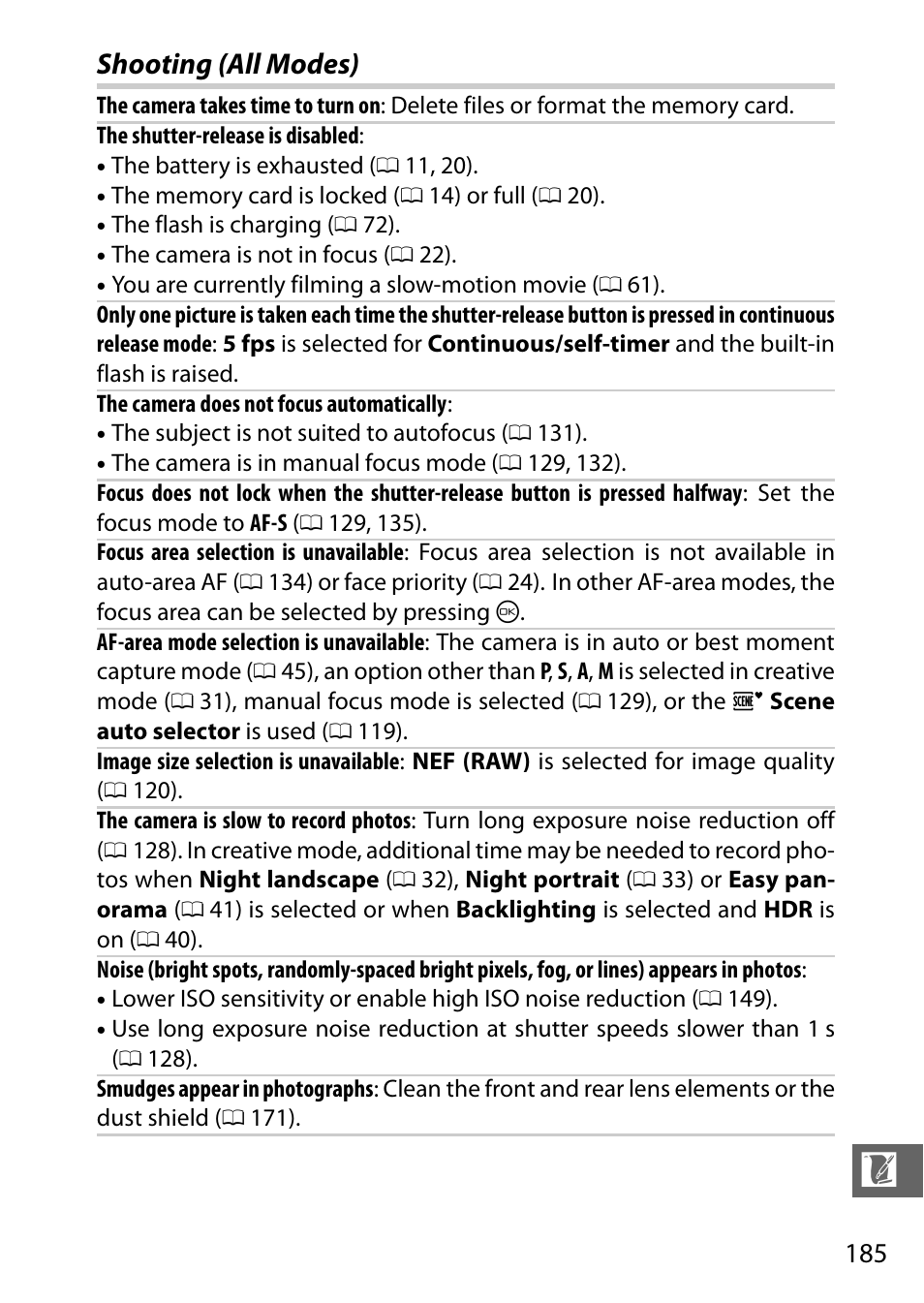 Shooting (all modes) | Nikon J3 User Manual | Page 205 / 234