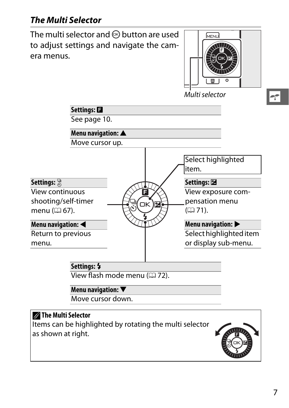 The multi selector | Nikon J3 User Manual | Page 27 / 234