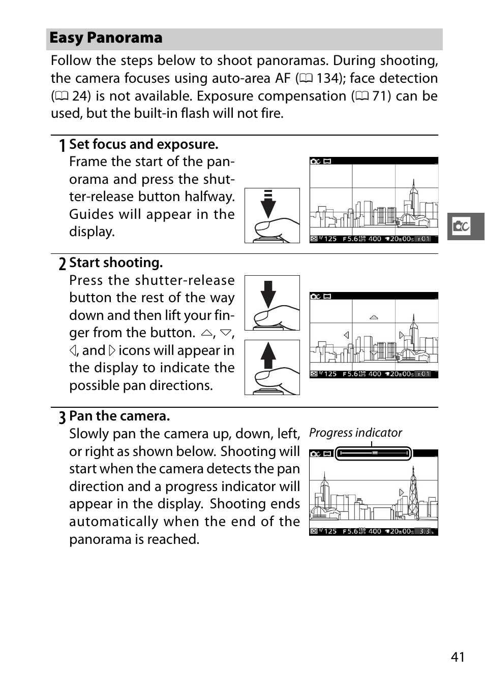 Easy panorama | Nikon J3 User Manual | Page 61 / 234