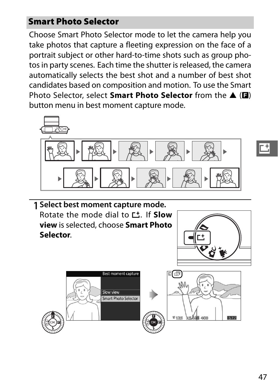 Smart photo selector, 0 47) opti | Nikon J3 User Manual | Page 67 / 234