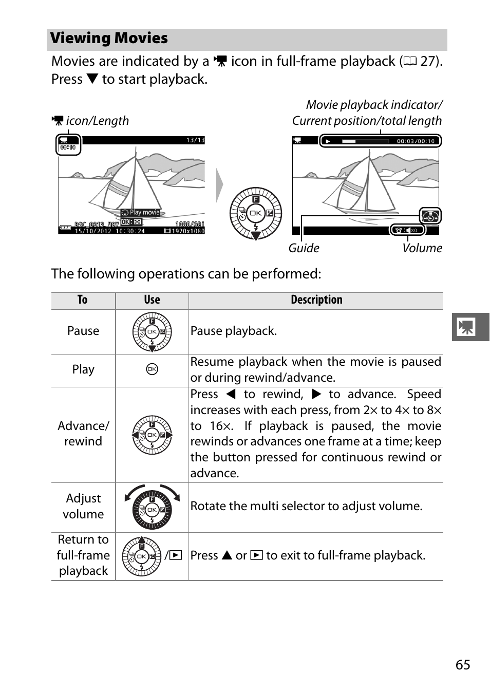 Viewing movies | Nikon J3 User Manual | Page 85 / 234