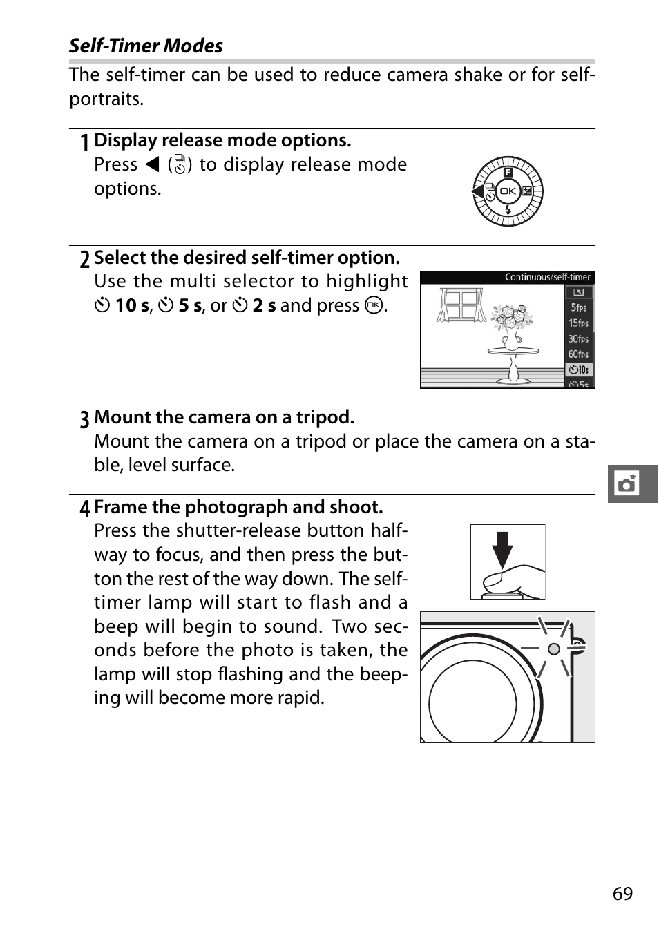 Self-timer modes | Nikon J3 User Manual | Page 89 / 234