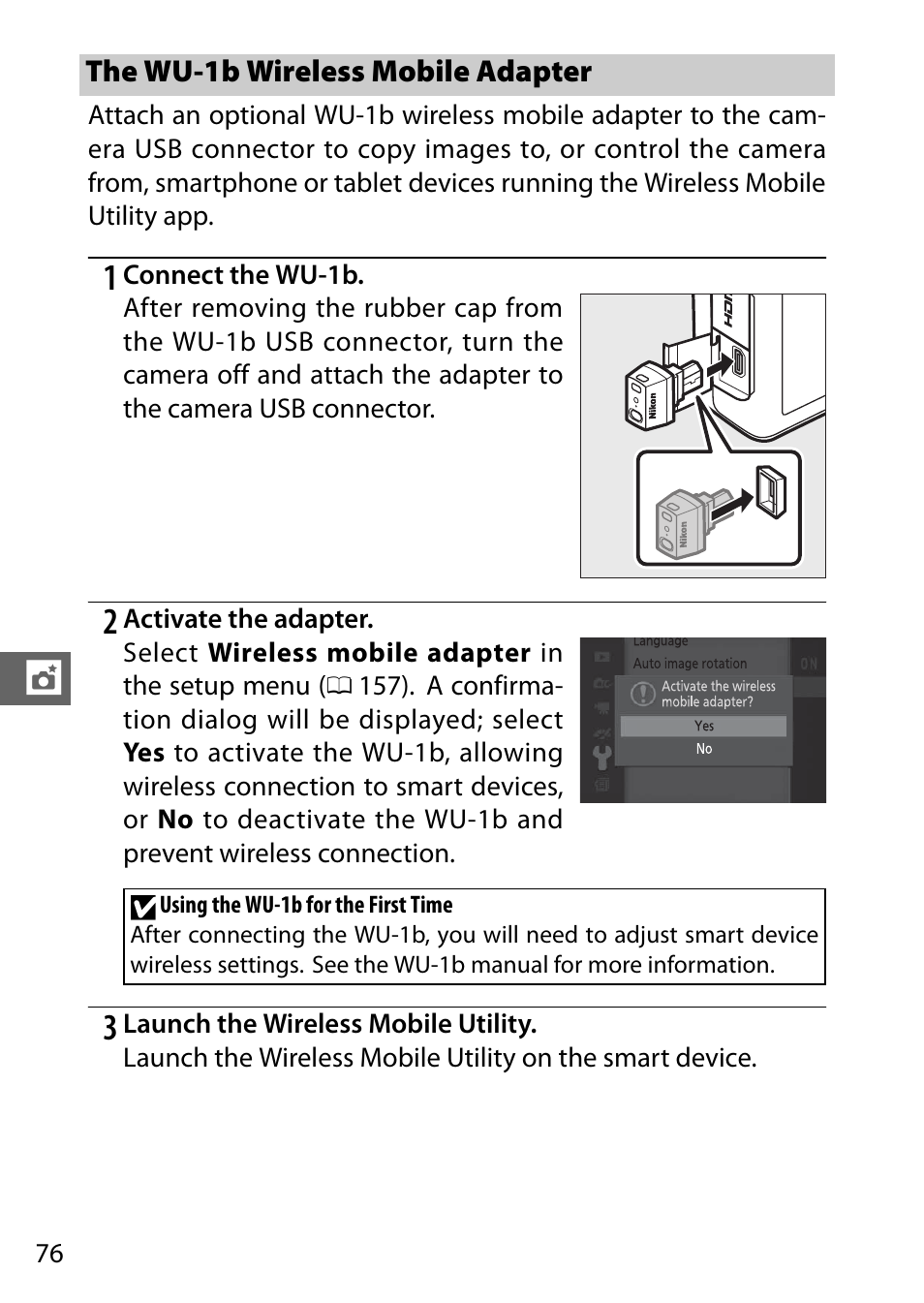 The wu-1b wireless mobile adapter | Nikon J3 User Manual | Page 96 / 234