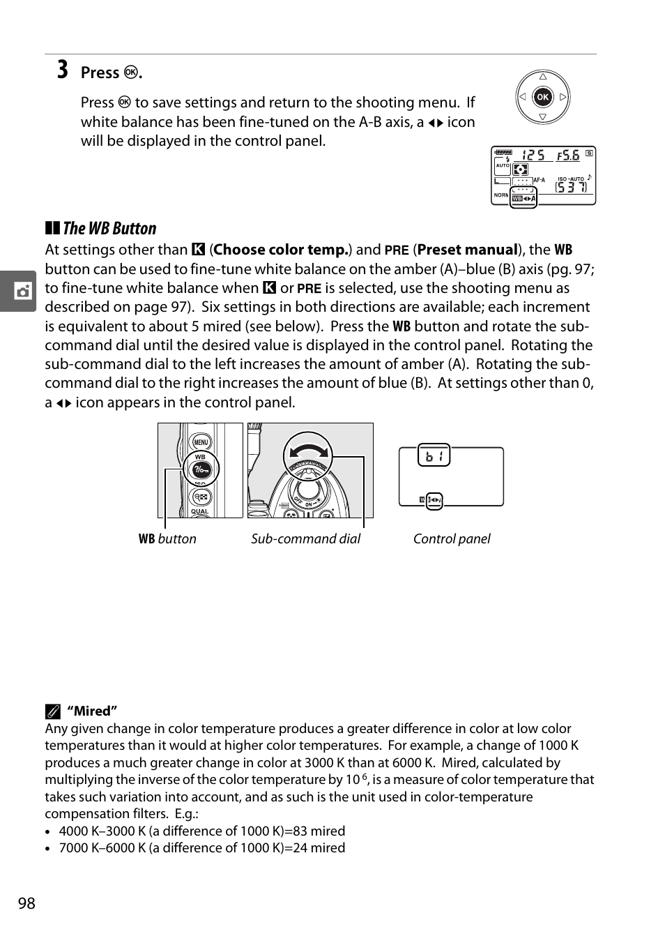 The wb button | Nikon D90 User Manual | Page 118 / 300