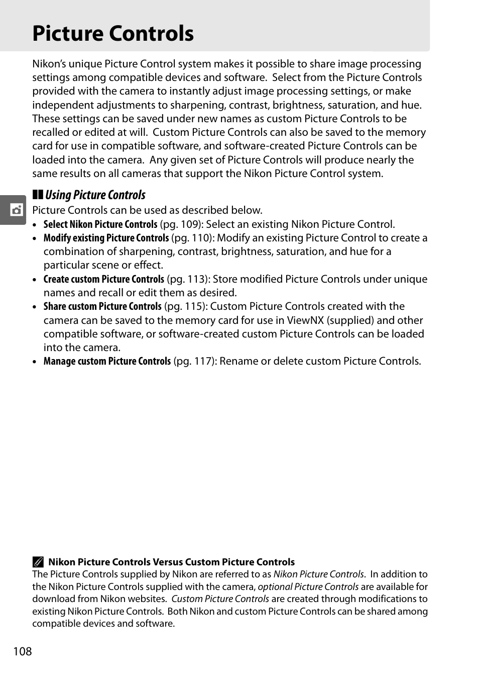 Picture controls | Nikon D90 User Manual | Page 128 / 300