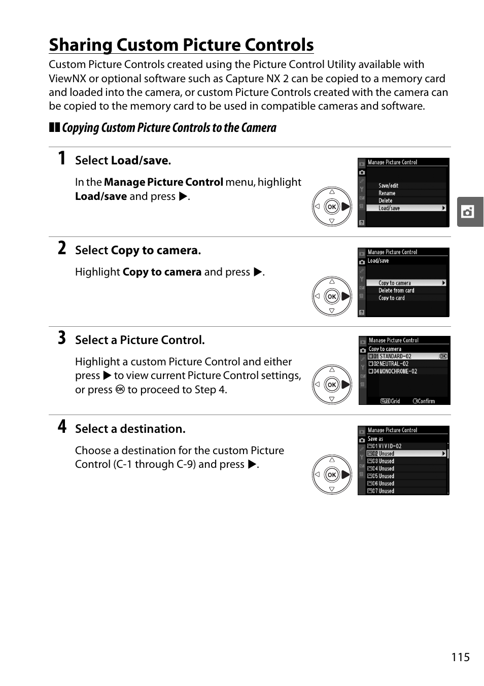 Sharing custom picture controls | Nikon D90 User Manual | Page 135 / 300