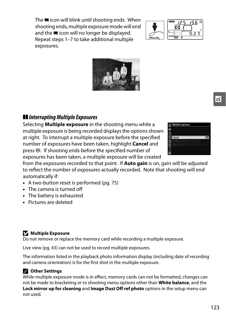 Interrupting multiple exposures | Nikon D90 User Manual | Page 143 / 300