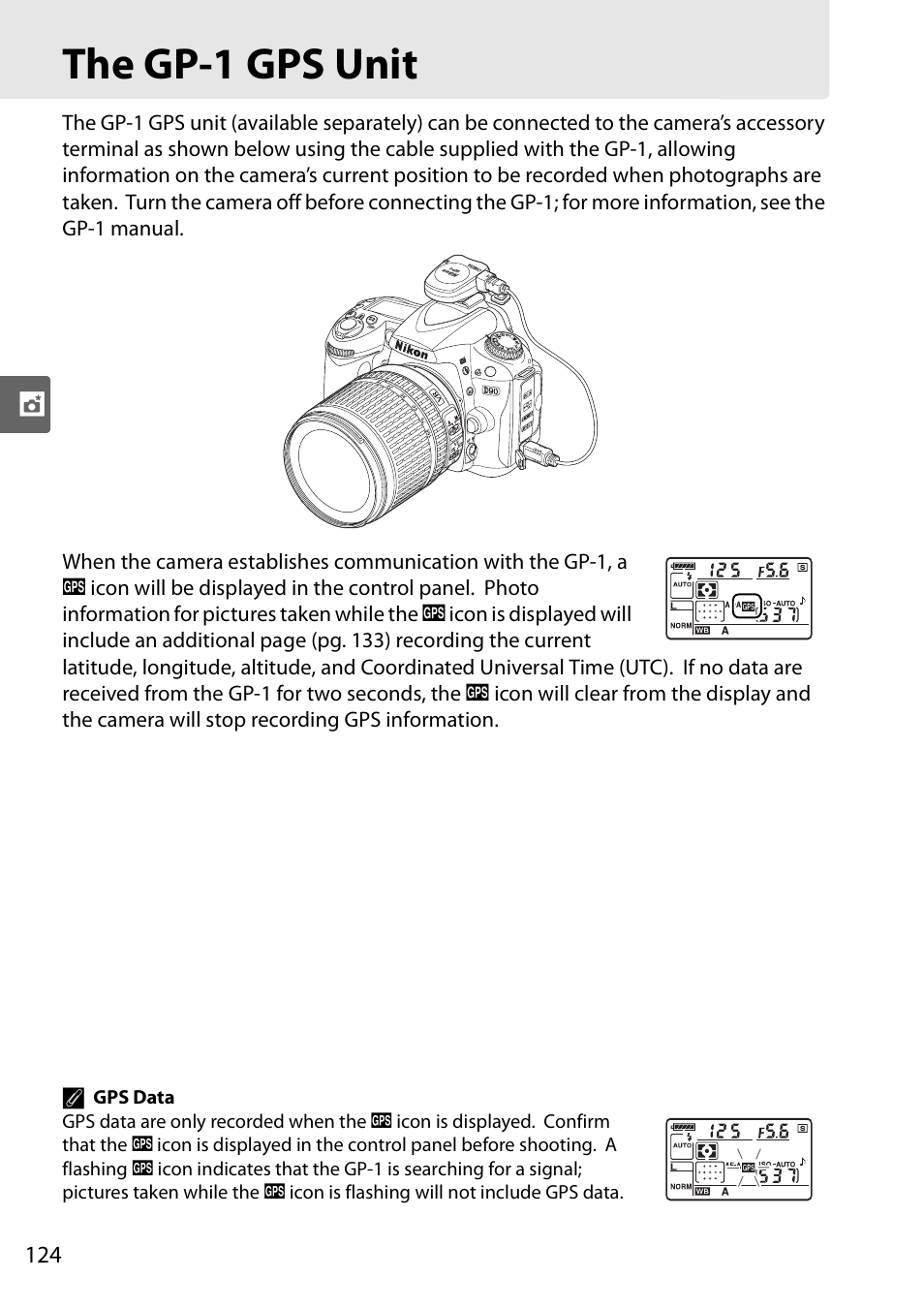 The gp-1 gps unit | Nikon D90 User Manual | Page 144 / 300