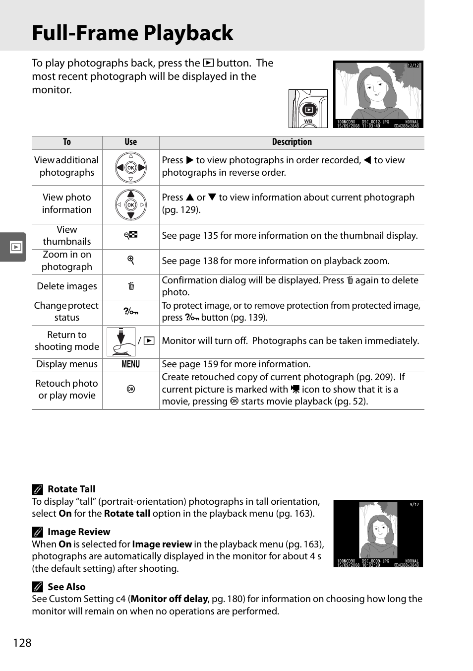 Full-frame playback | Nikon D90 User Manual | Page 148 / 300