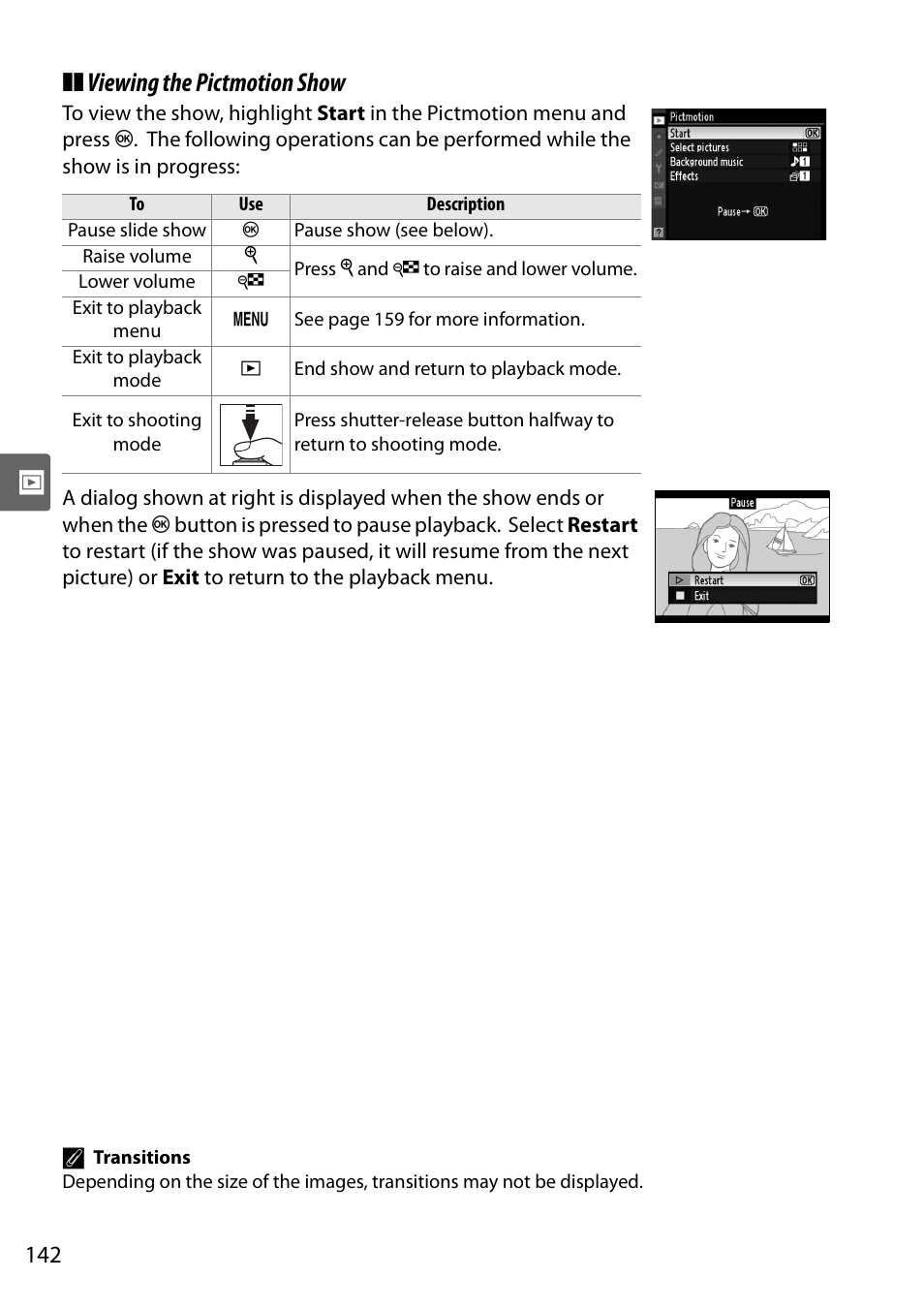 Viewing the pictmotion show | Nikon D90 User Manual | Page 162 / 300