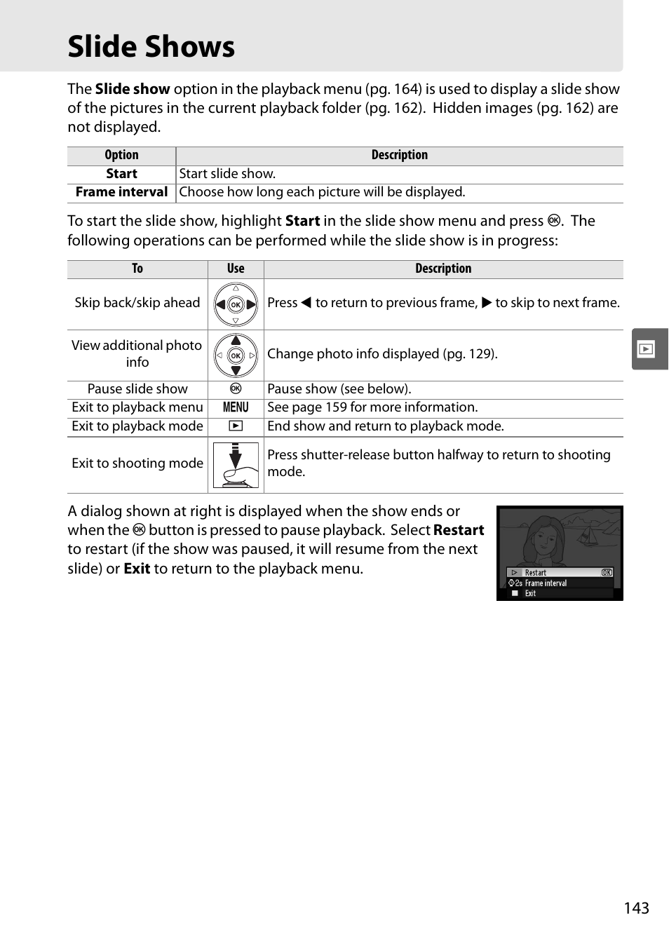 Slide shows | Nikon D90 User Manual | Page 163 / 300