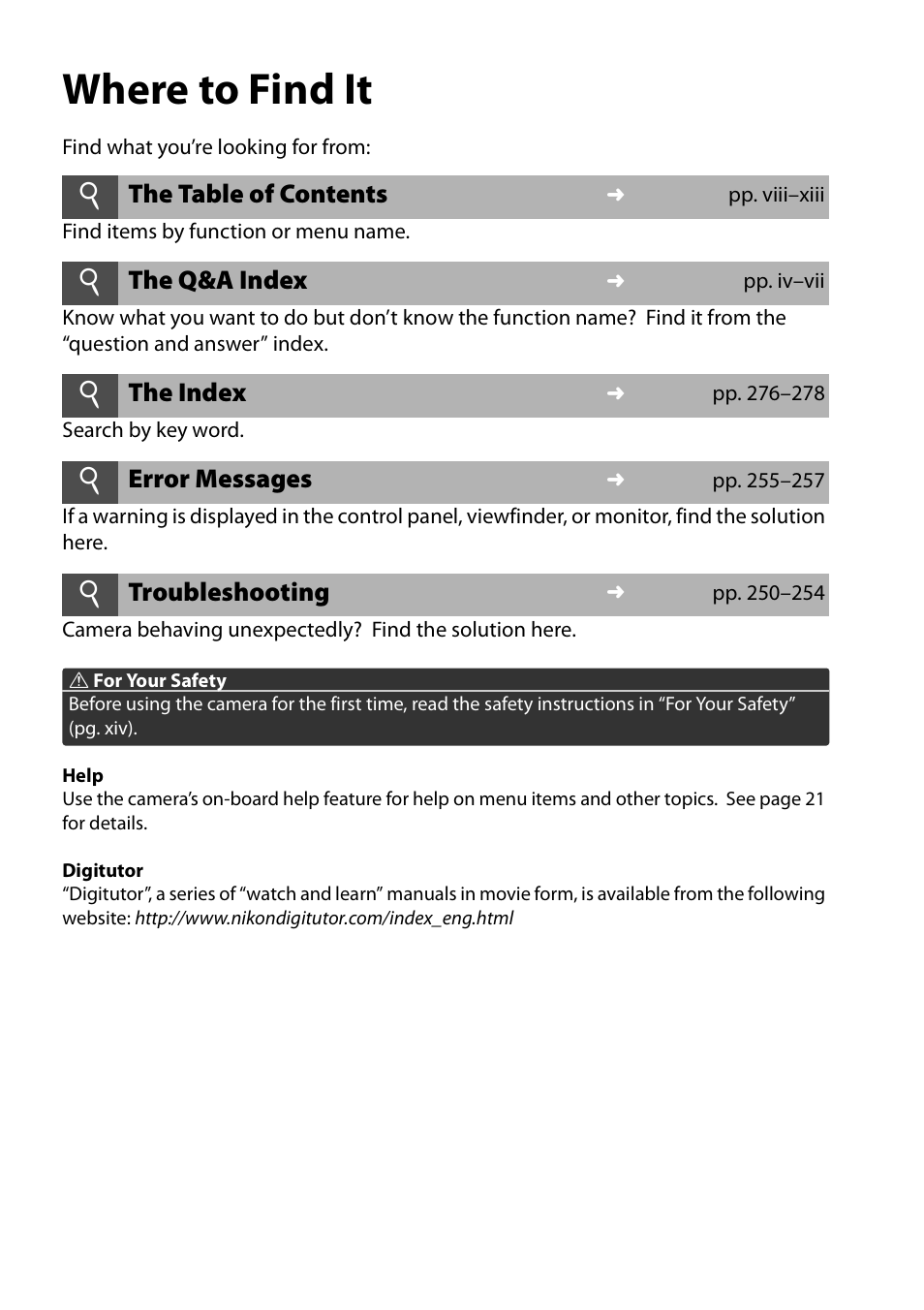 Where to find it | Nikon D90 User Manual | Page 2 / 300
