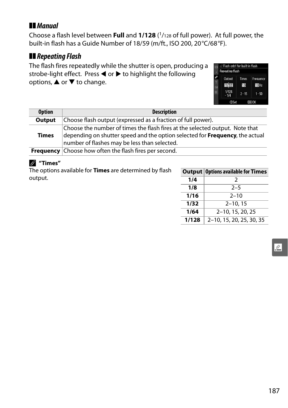 Manual, Repeating flash | Nikon D90 User Manual | Page 207 / 300