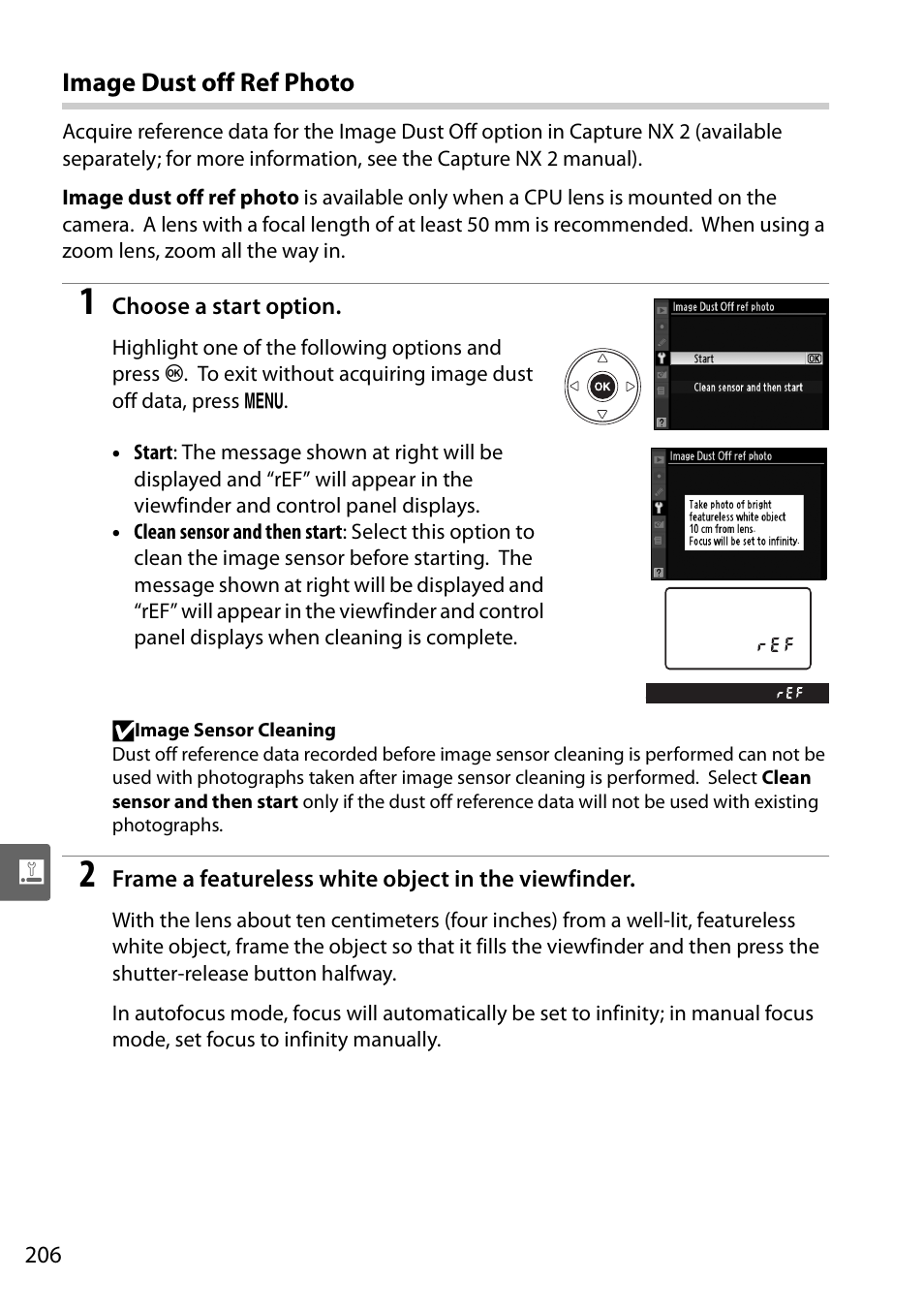 Image dust off ref photo | Nikon D90 User Manual | Page 226 / 300