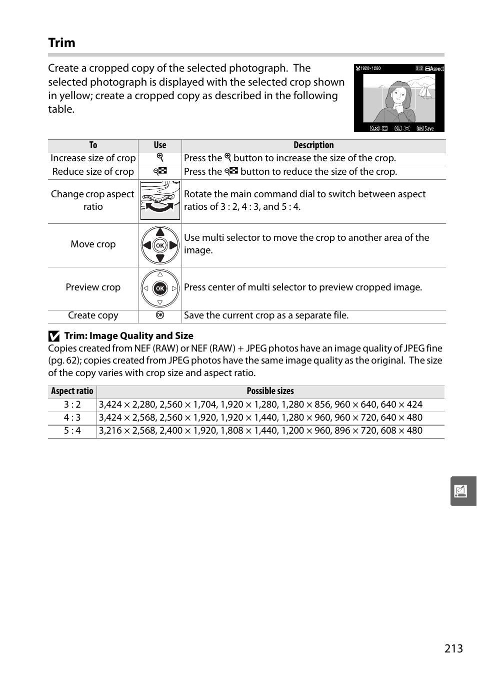 Trim | Nikon D90 User Manual | Page 233 / 300