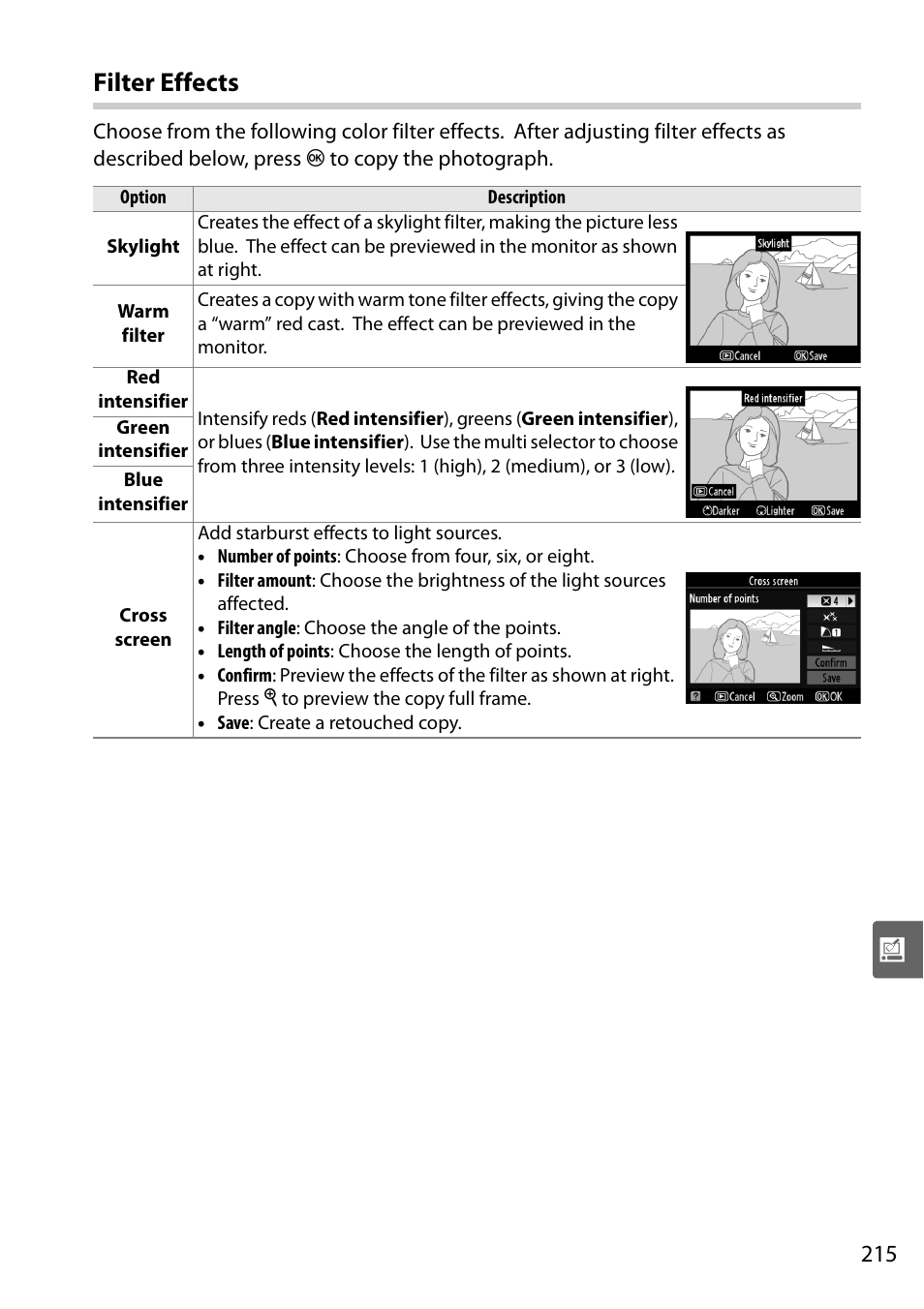 Filter effects | Nikon D90 User Manual | Page 235 / 300