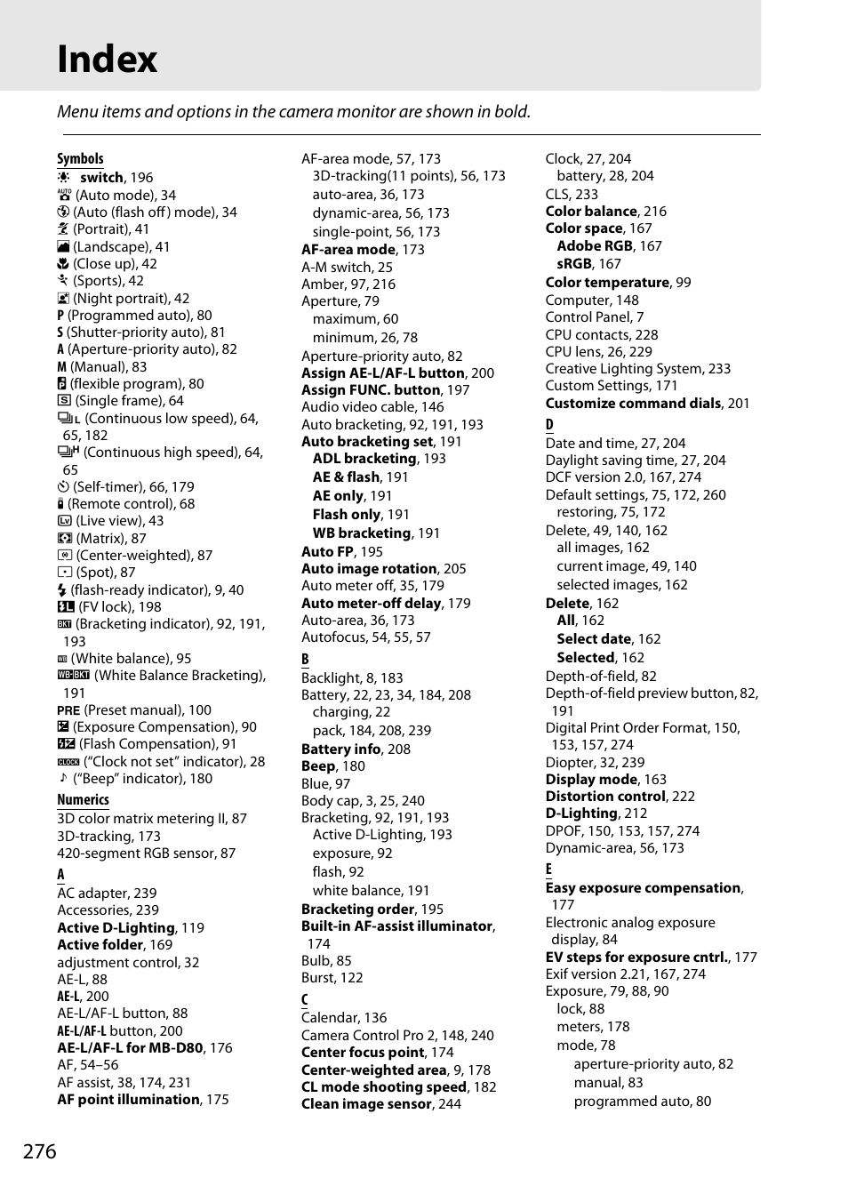 Index | Nikon D90 User Manual | Page 296 / 300