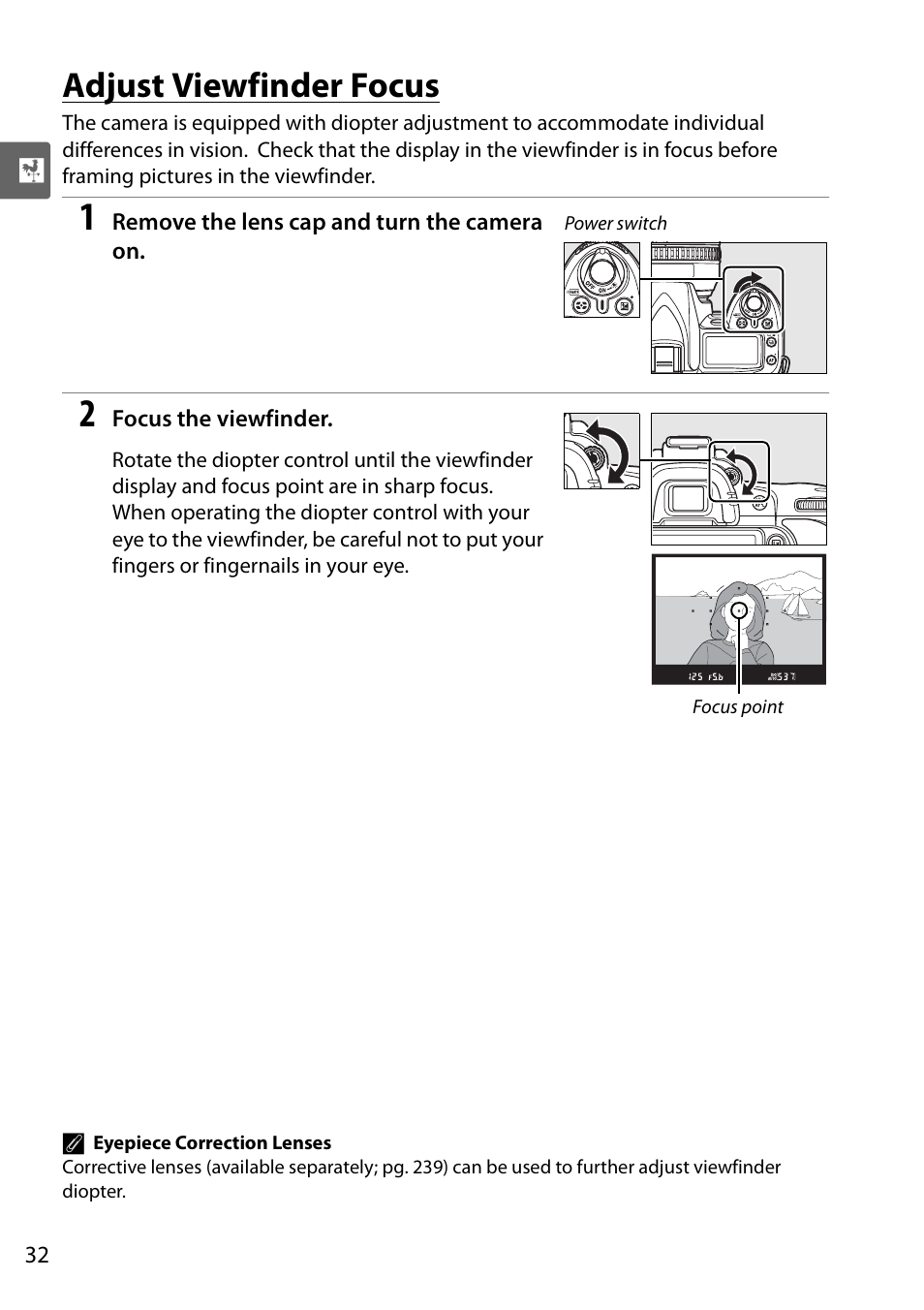 Adjust viewfinder focus | Nikon D90 User Manual | Page 52 / 300