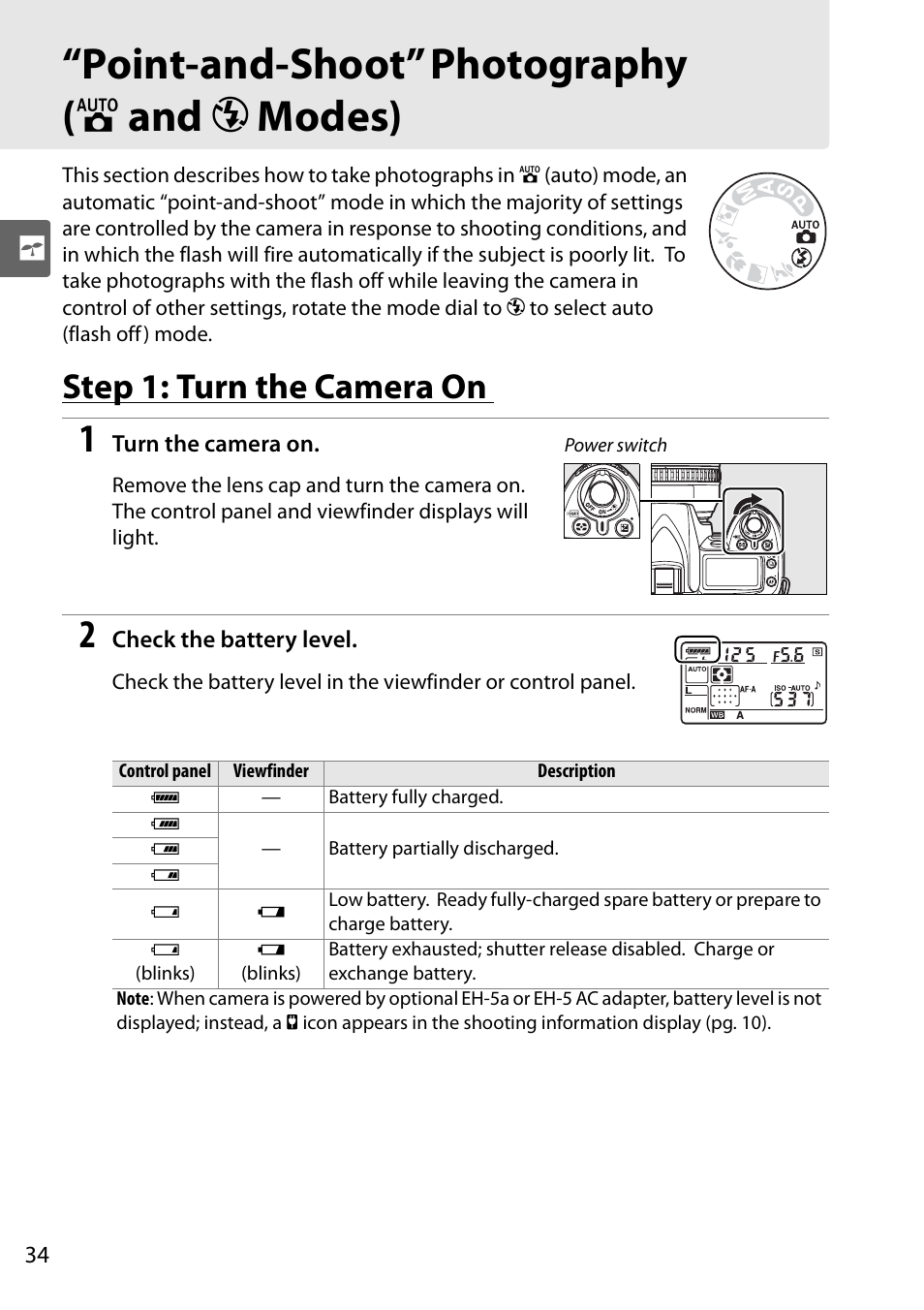 Step 1: turn the camera on, Point-and-shoot” photography ( i and j modes) | Nikon D90 User Manual | Page 54 / 300