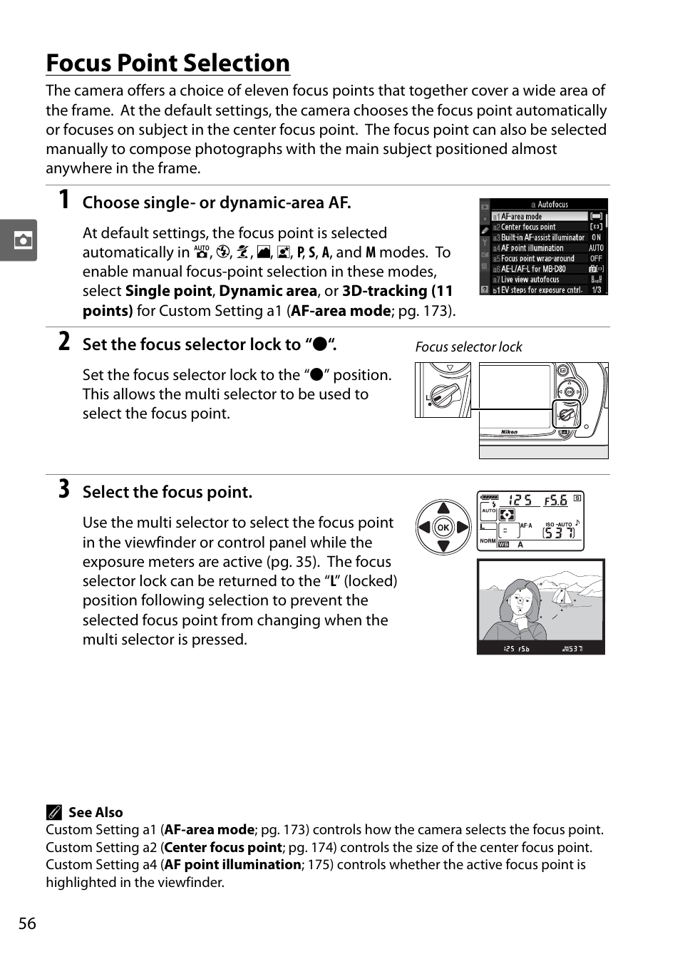 Focus point selection | Nikon D90 User Manual | Page 76 / 300