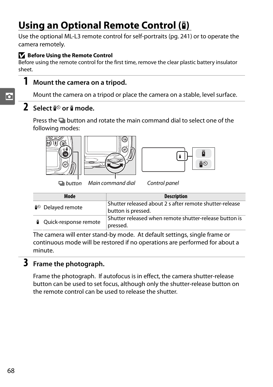 Using an optional remote control, Using an optional remote control ( # ) | Nikon D90 User Manual | Page 88 / 300