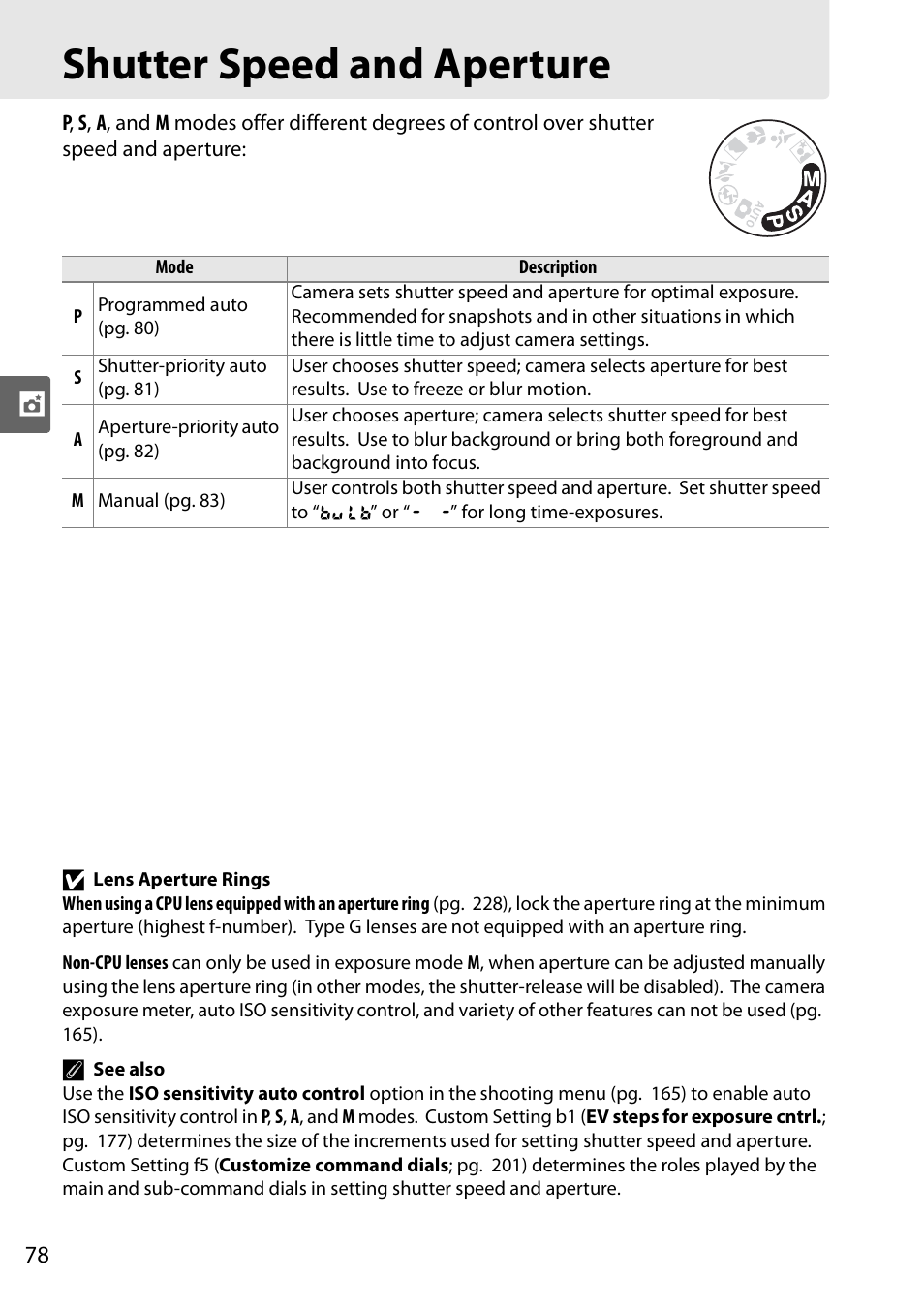 Shutter speed and aperture | Nikon D90 User Manual | Page 98 / 300