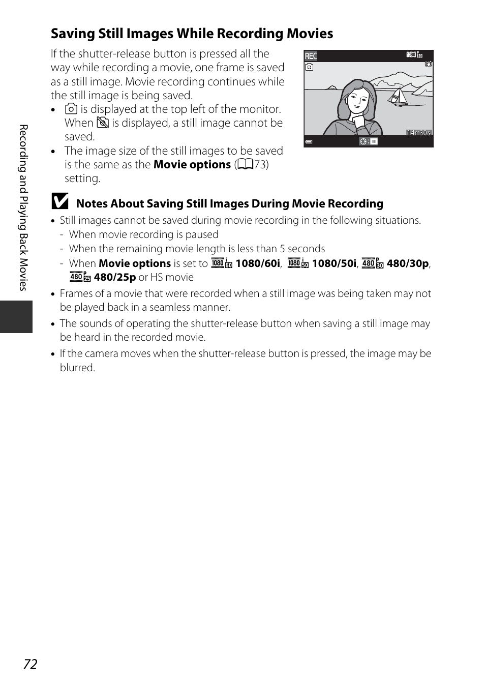 Saving still images while recording movies | Nikon AW120 User Manual | Page 102 / 270