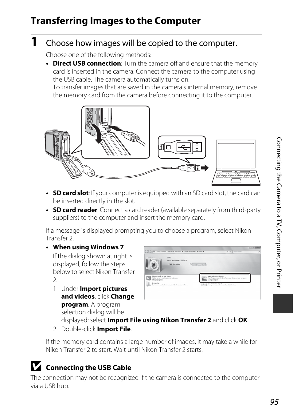 Transferring images to the computer, Choose how images will be copied to the computer | Nikon AW120 User Manual | Page 125 / 270