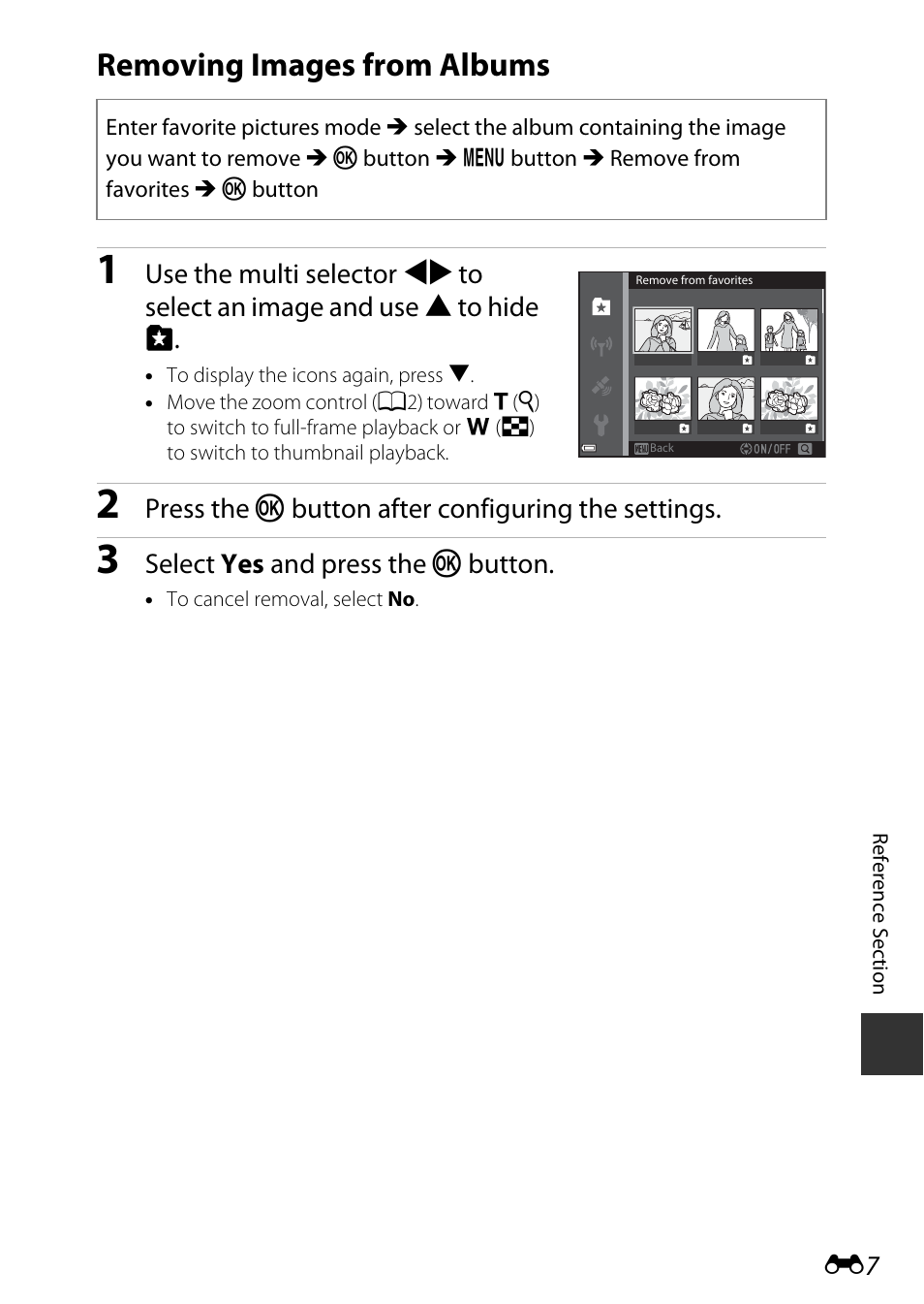 Removing images from albums, E “removing images from albums | Nikon AW120 User Manual | Page 135 / 270