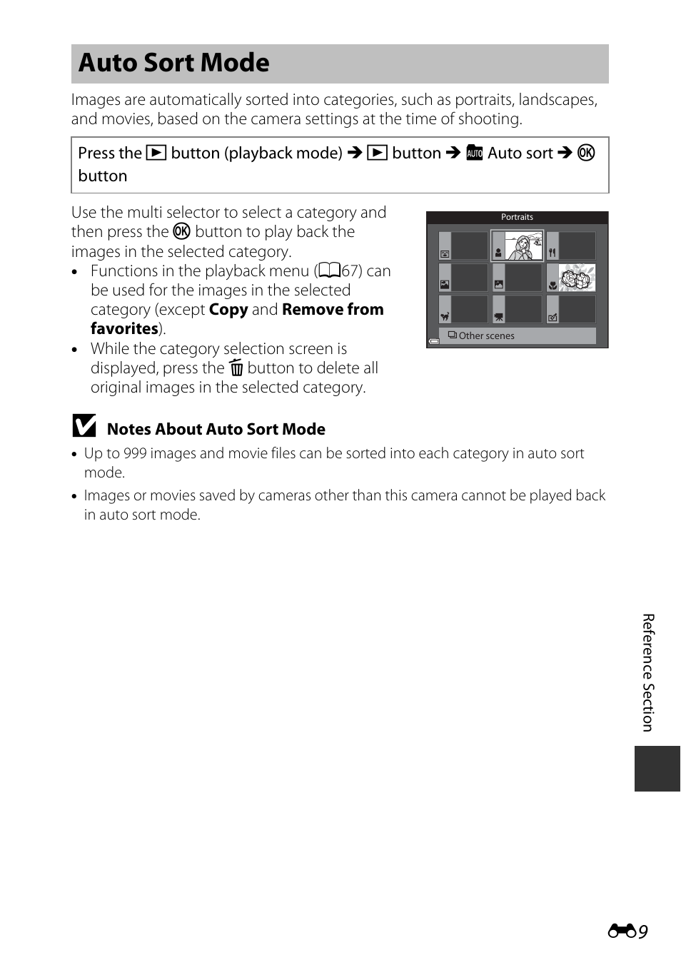 Auto sort mode | Nikon AW120 User Manual | Page 137 / 270