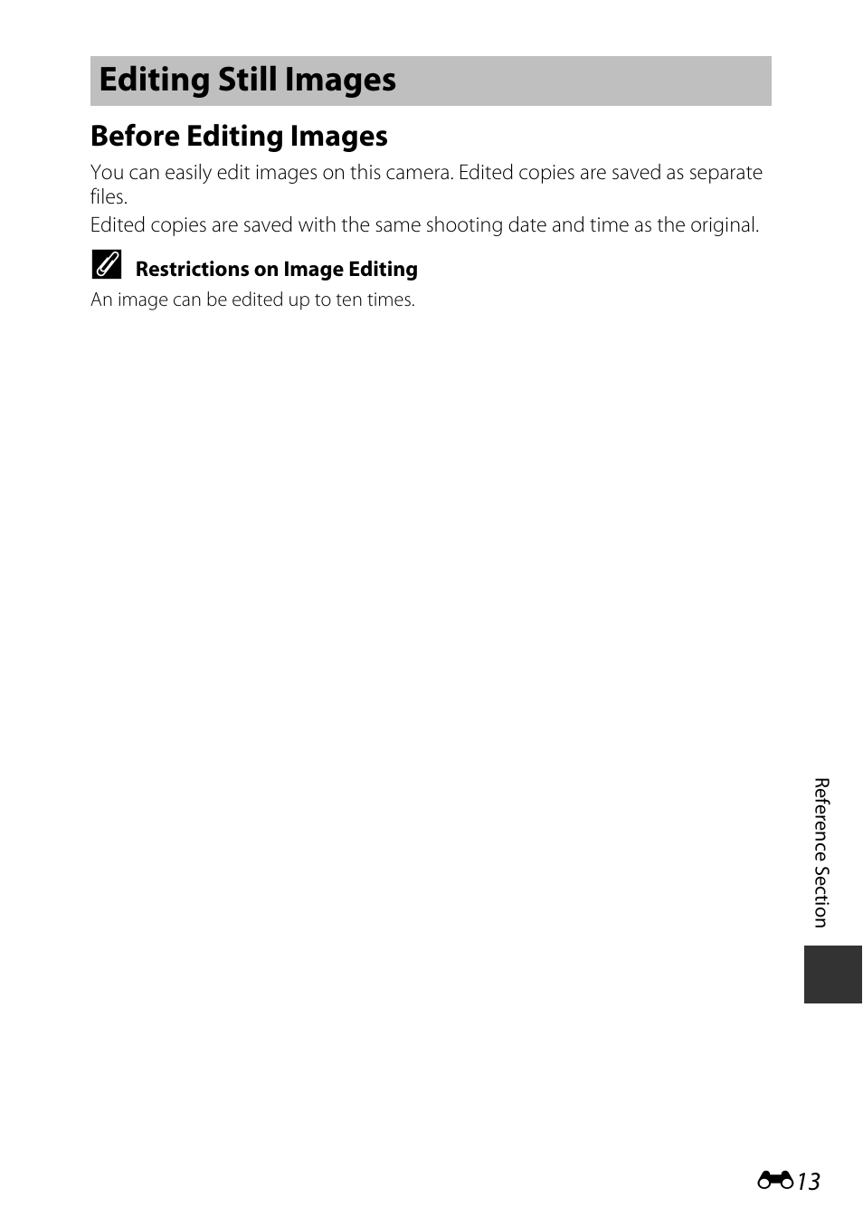 Editing still images, Before editing images | Nikon AW120 User Manual | Page 141 / 270