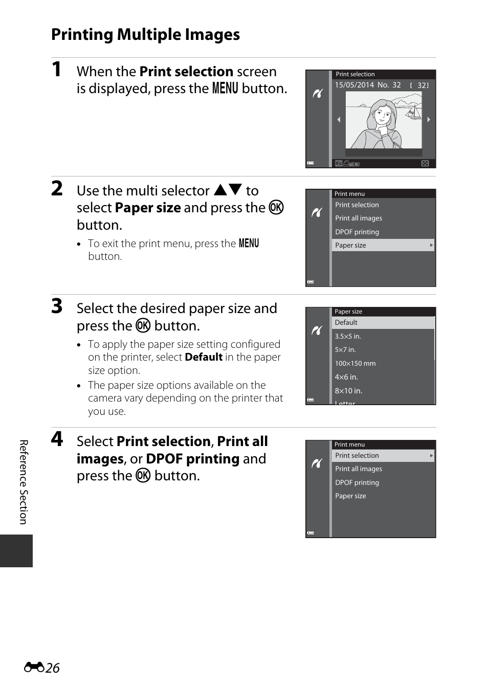 Printing multiple images, E26) | Nikon AW120 User Manual | Page 154 / 270