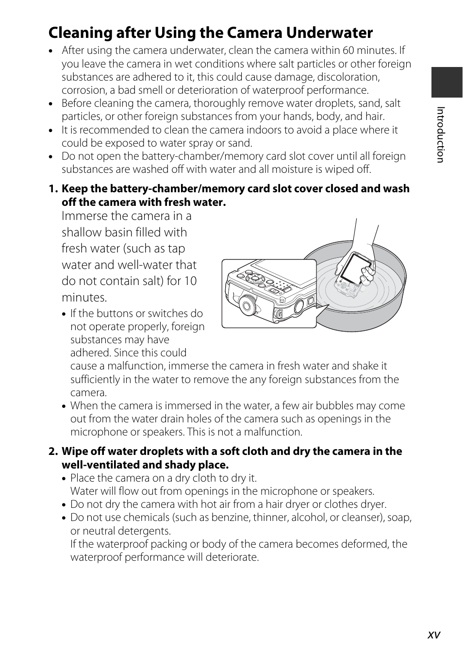 Cleaning after using the camera underwater | Nikon AW120 User Manual | Page 17 / 270