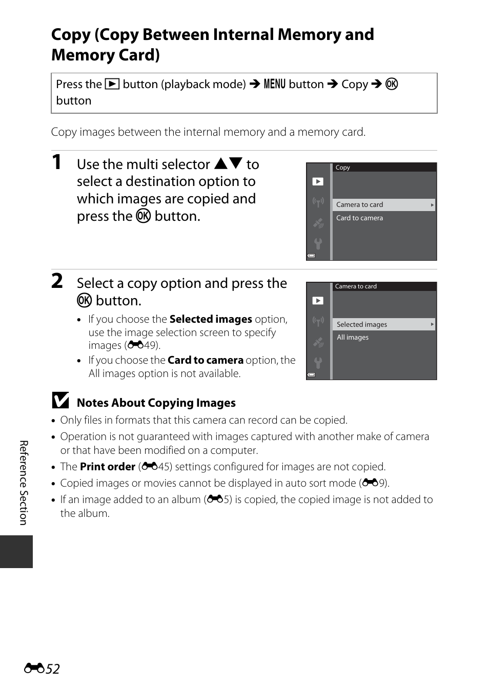 Select a copy option and press the k button | Nikon AW120 User Manual | Page 180 / 270