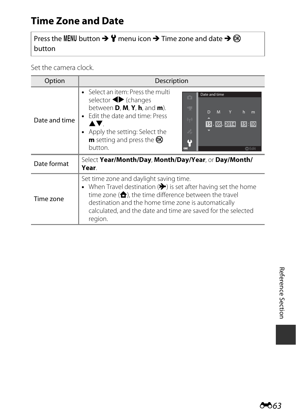 Time zone and date | Nikon AW120 User Manual | Page 191 / 270