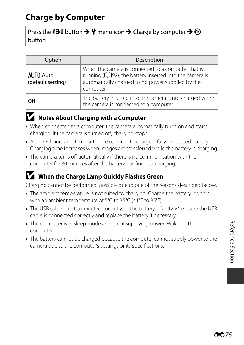 Charge by computer | Nikon AW120 User Manual | Page 203 / 270