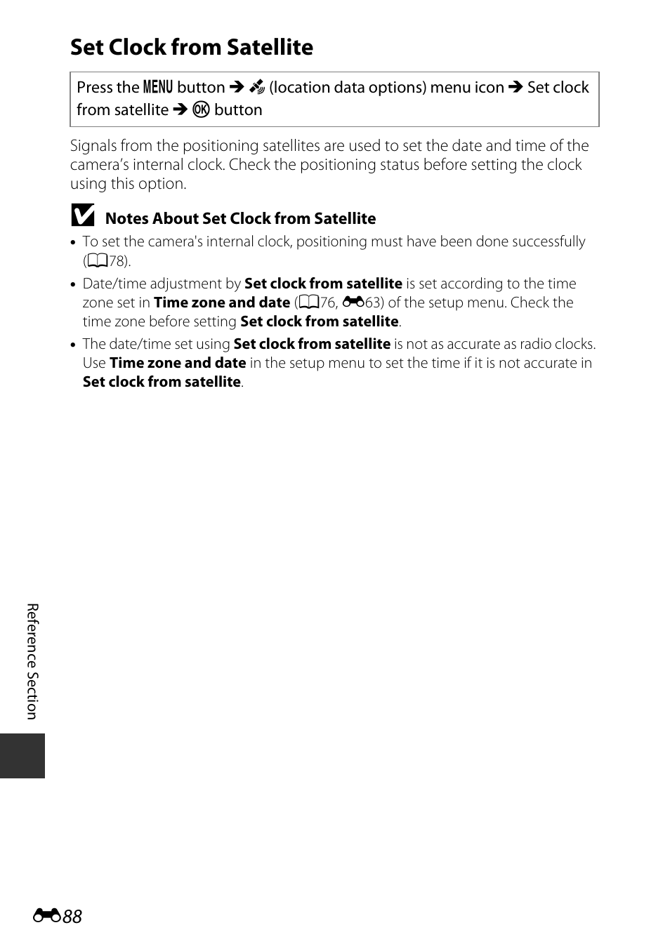 Set clock from satellite | Nikon AW120 User Manual | Page 216 / 270