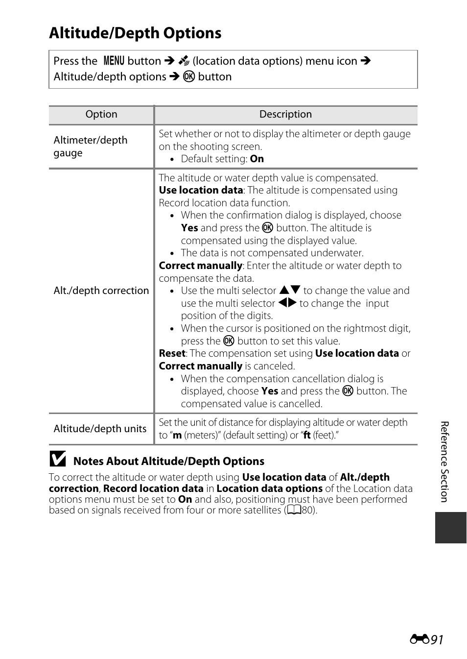 Altitude/depth options | Nikon AW120 User Manual | Page 219 / 270