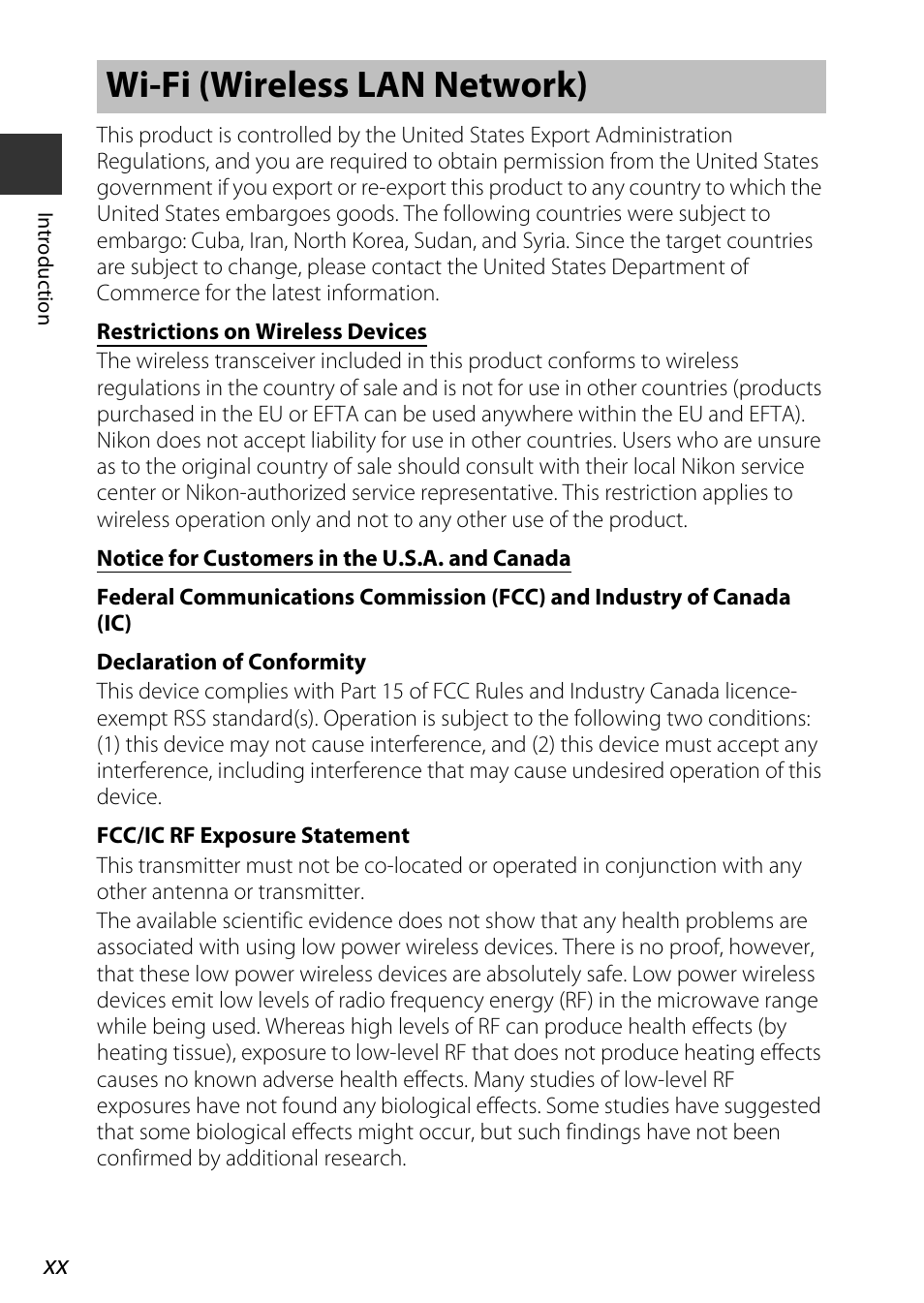 Wi-fi (wireless lan network), Ork)" (axx), and | Nikon AW120 User Manual | Page 22 / 270