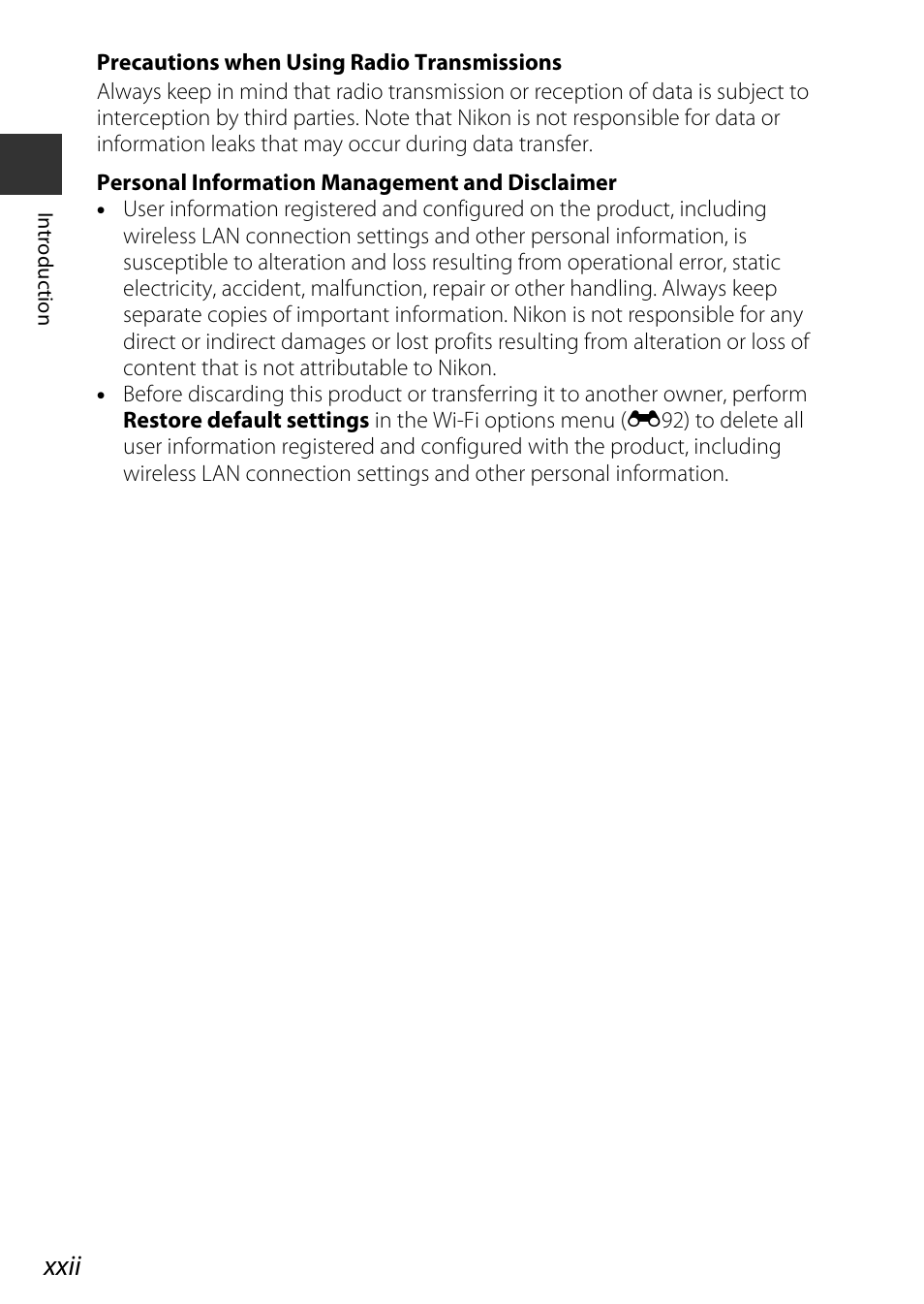 Xxii | Nikon AW120 User Manual | Page 24 / 270