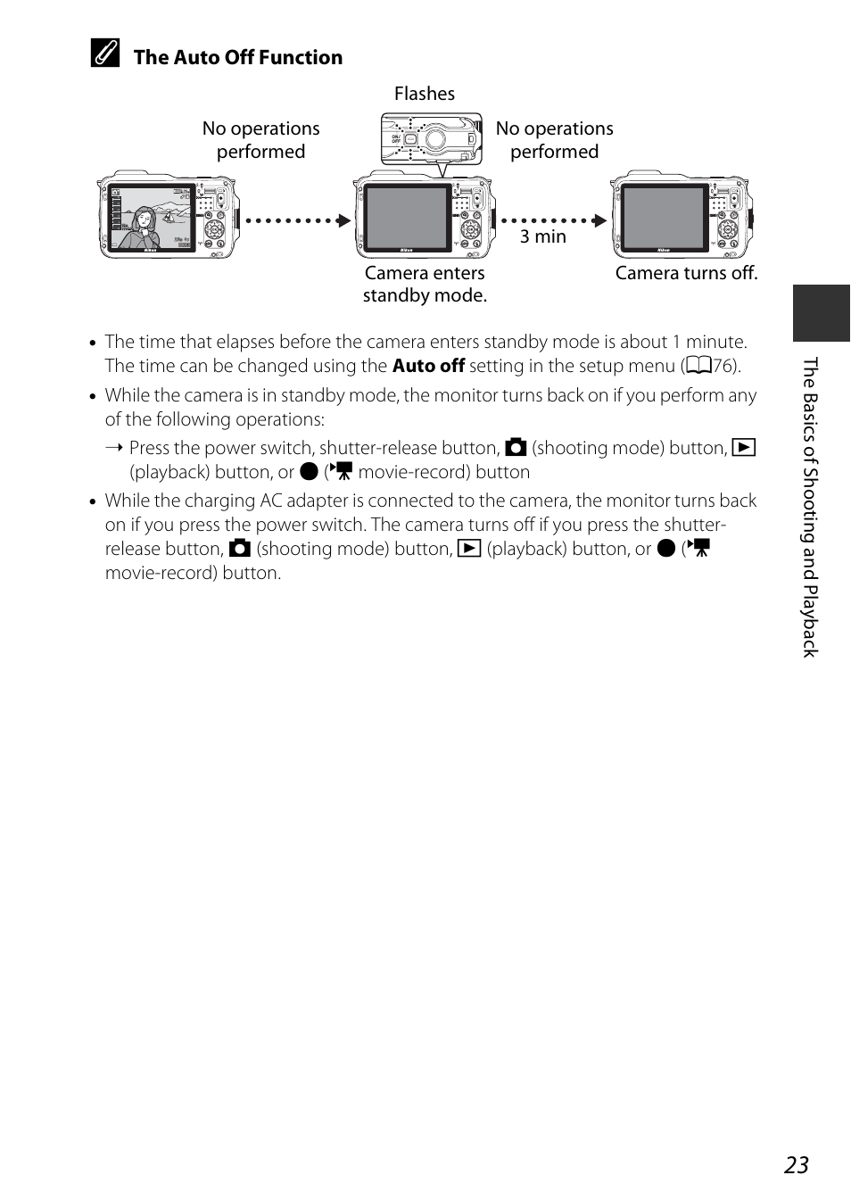 The auto off function | Nikon AW120 User Manual | Page 53 / 270