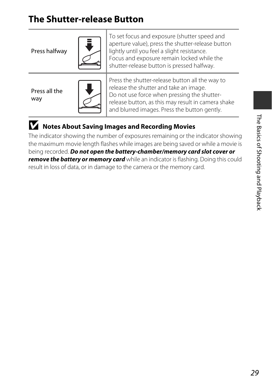 The shutter-release button | Nikon AW120 User Manual | Page 59 / 270