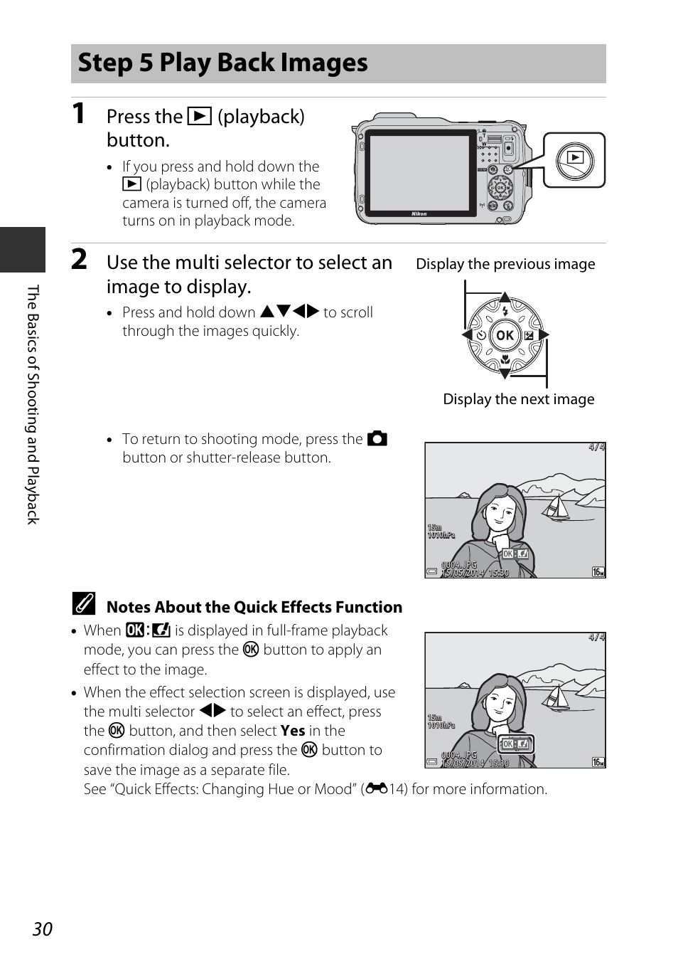 Step 5 play back images, Press the c (playback) button | Nikon AW120 User Manual | Page 60 / 270