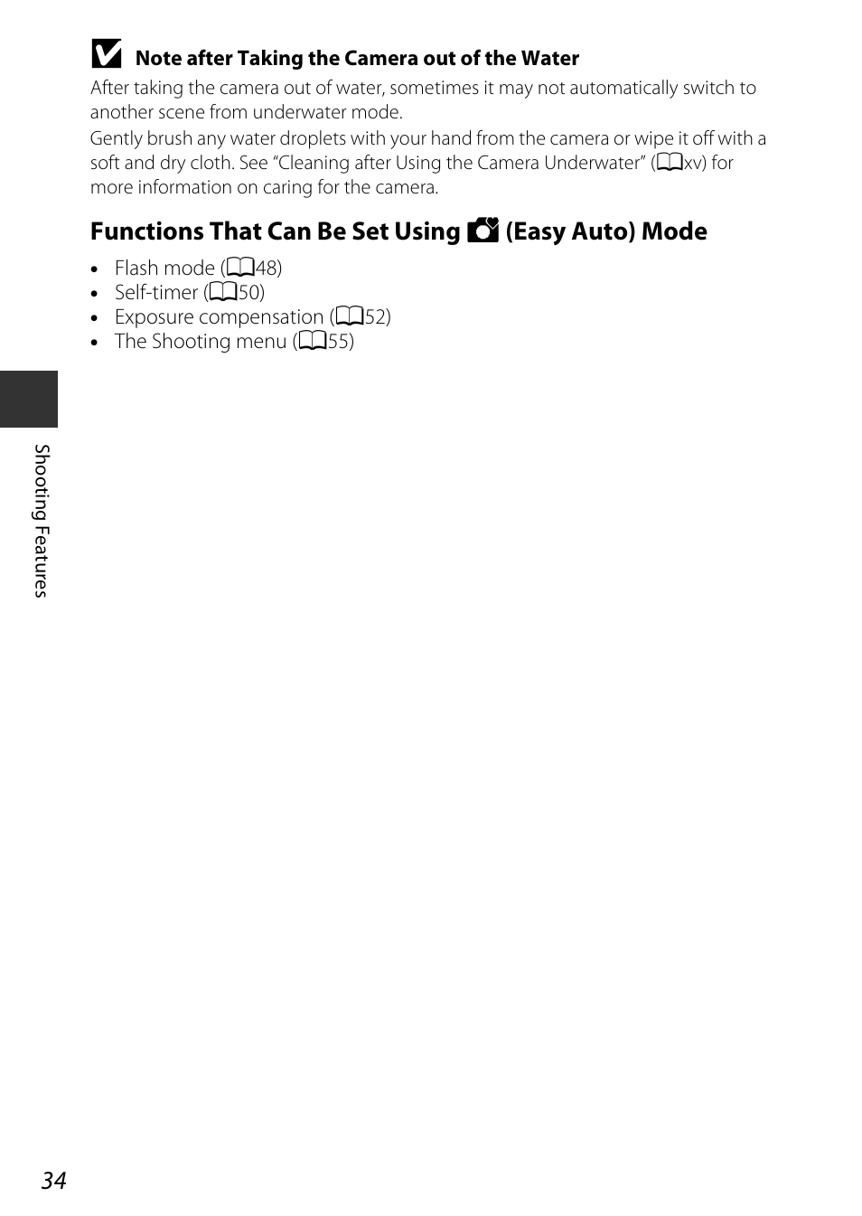 Functions that can be set using g (easy auto) mode | Nikon AW120 User Manual | Page 64 / 270