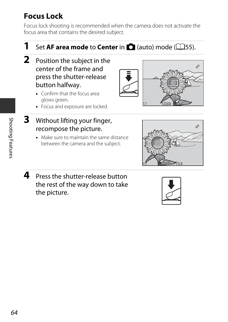 Focus lock, A64) | Nikon AW120 User Manual | Page 94 / 270