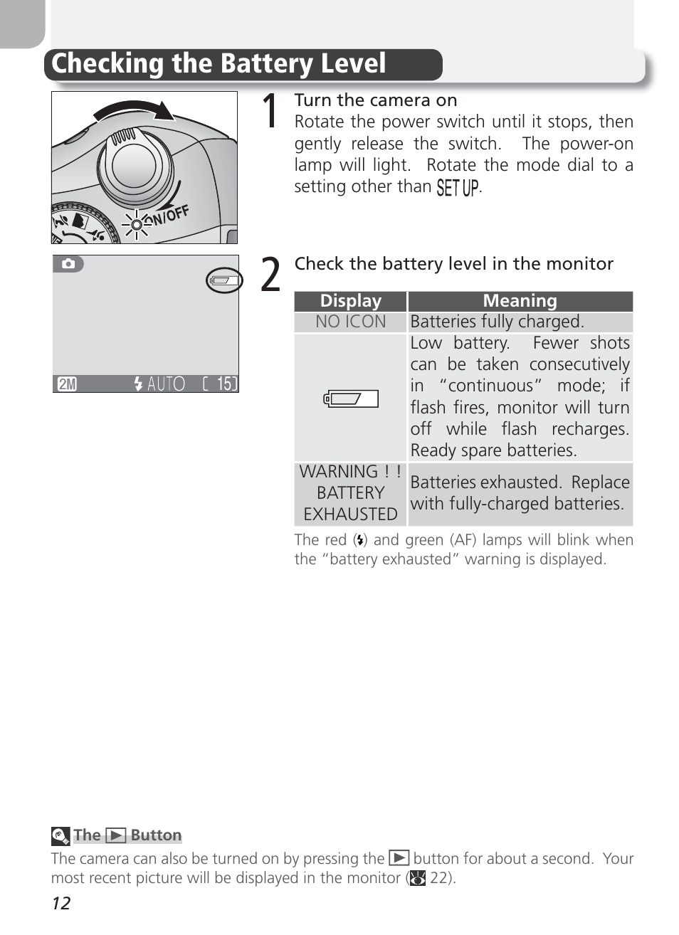 Checking the battery level | Nikon 2100 User Manual | Page 22 / 104