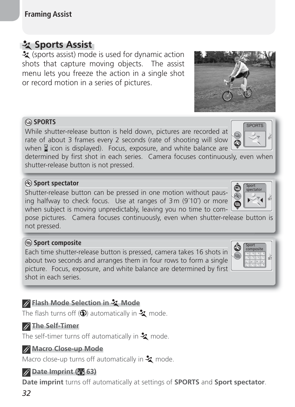 Sports assist, 32 framing assist | Nikon 2100 User Manual | Page 42 / 104